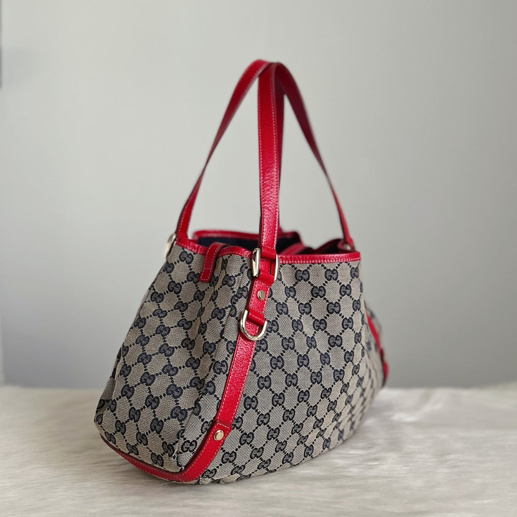 Gucci Red Leather Double G Monogram Abbey Shoulder Bag