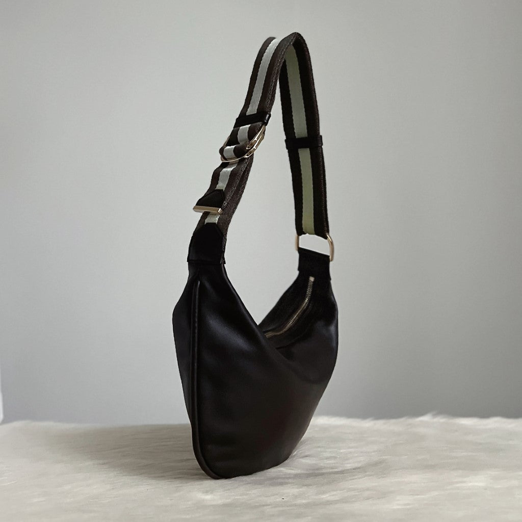 Gucci Dark Chocolate Leather Half Moon Shoulder Bag