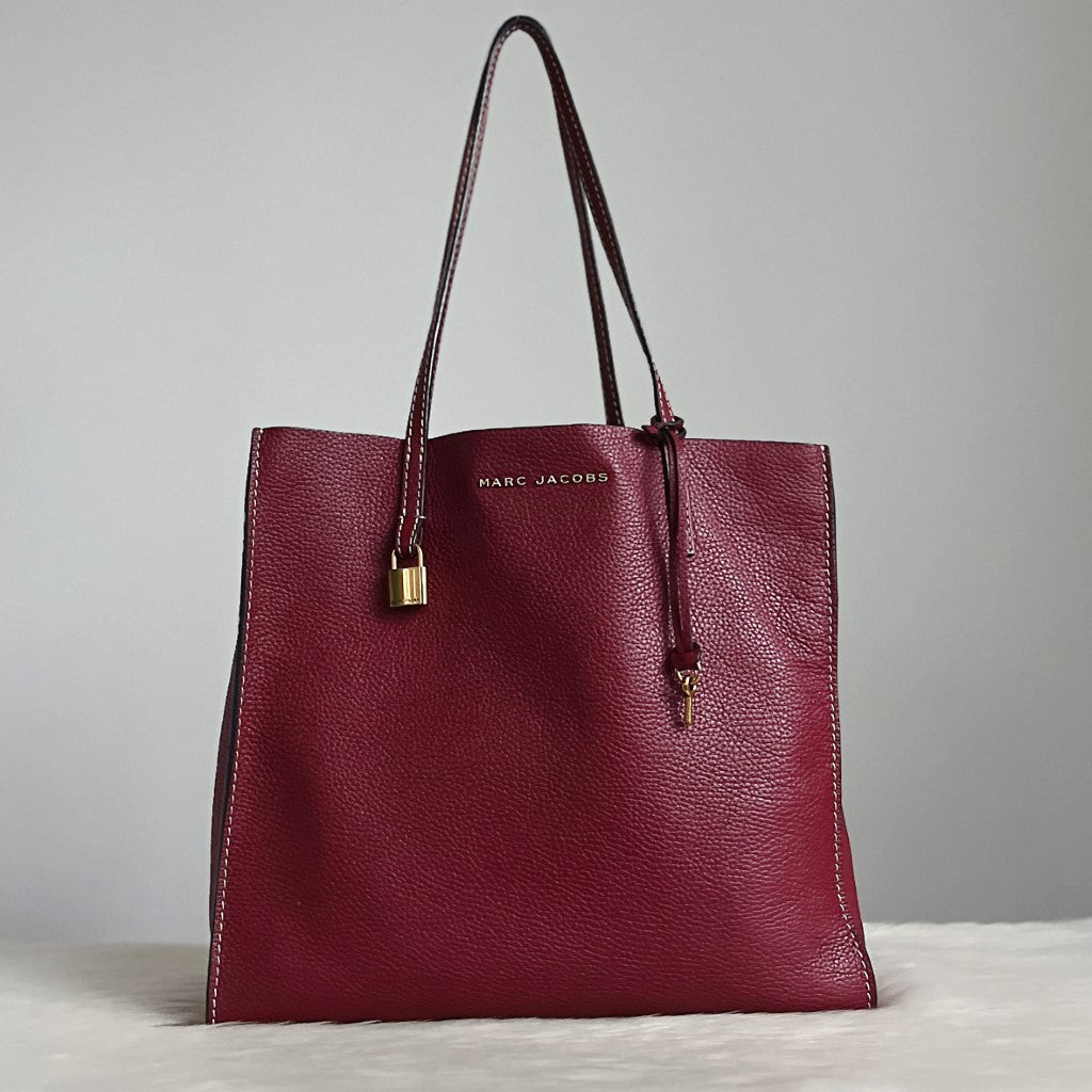 Marc Jacobs Bordeaux Leather Triple Compartment Shoulder Bag