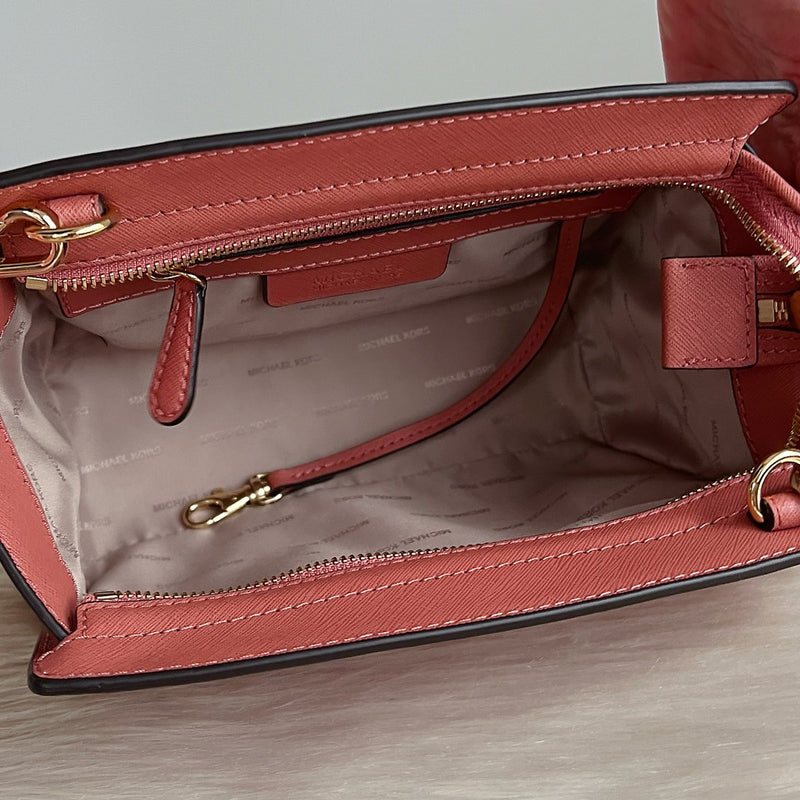Michael Kors Rose Leather Selma Crossbody Shoulder Bag Excellent