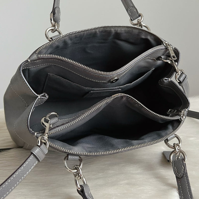 Coach Grey Leather Triple Compartment 2 Way Shoulder Bag Like New