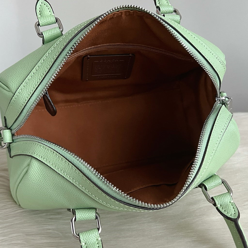 Coach Mint Leather Boston 2 Way Shoulder Bag Like New