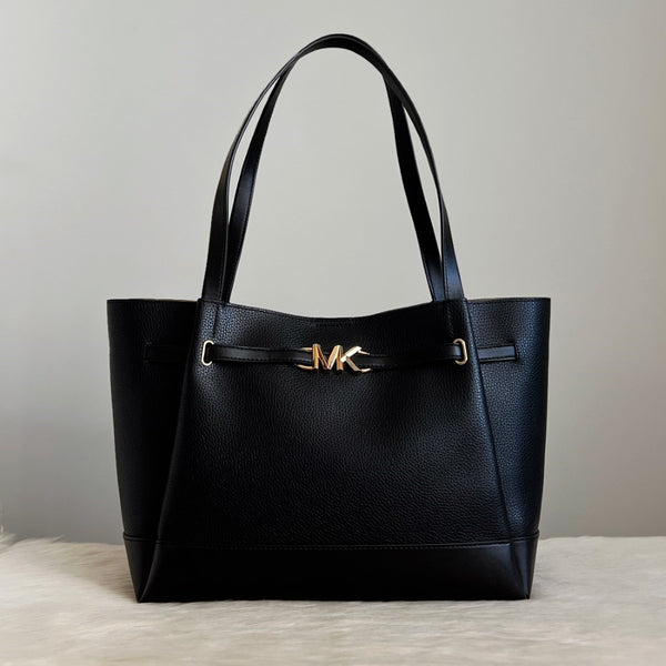 Michael Kors Black Leather MK Logo Detail Career Shoulder Bag Like New