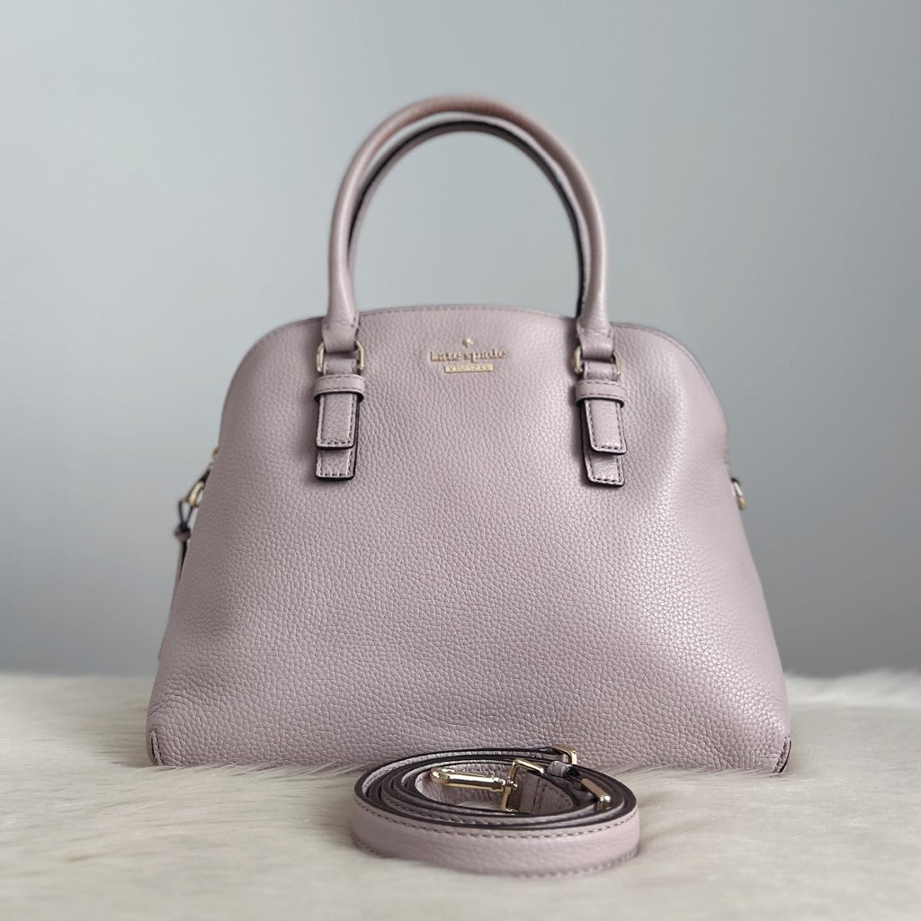 Kate Spade Blush Lavender Leather Triple Compartment 2 Way Shoulder Bag