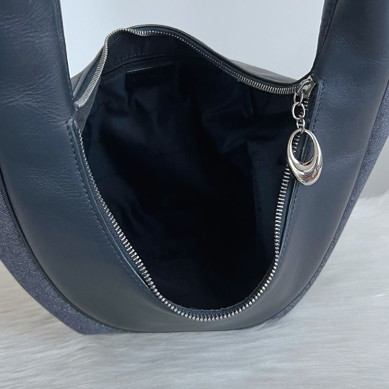 Bvlgari Black Leather Signature Logo Pattern Hobo Shoulder Bag