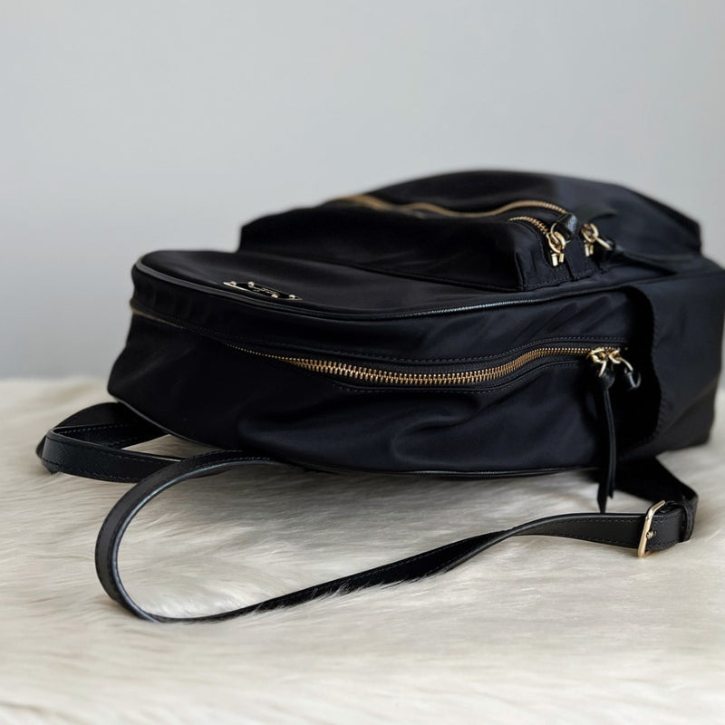 Kate Spade Black Nylon Front Zip Compartment Backpack Excellent