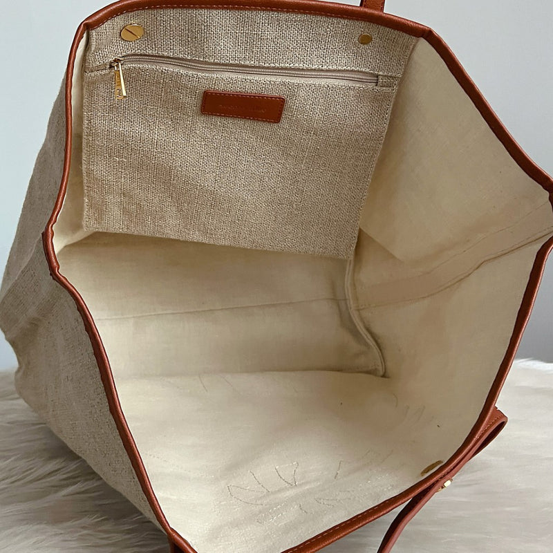 See by Chloe Caramel Leather Island Pattern Large Shoulder Bag Excellent