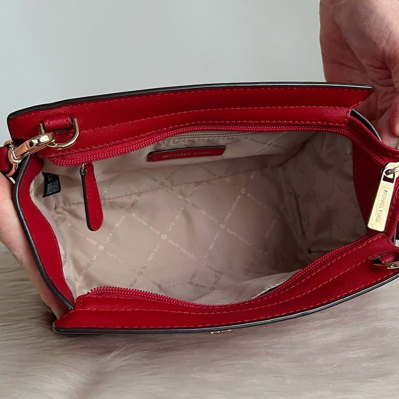 Michael Kors Red Leather Selma Crossbody Shoulder Bag Like New