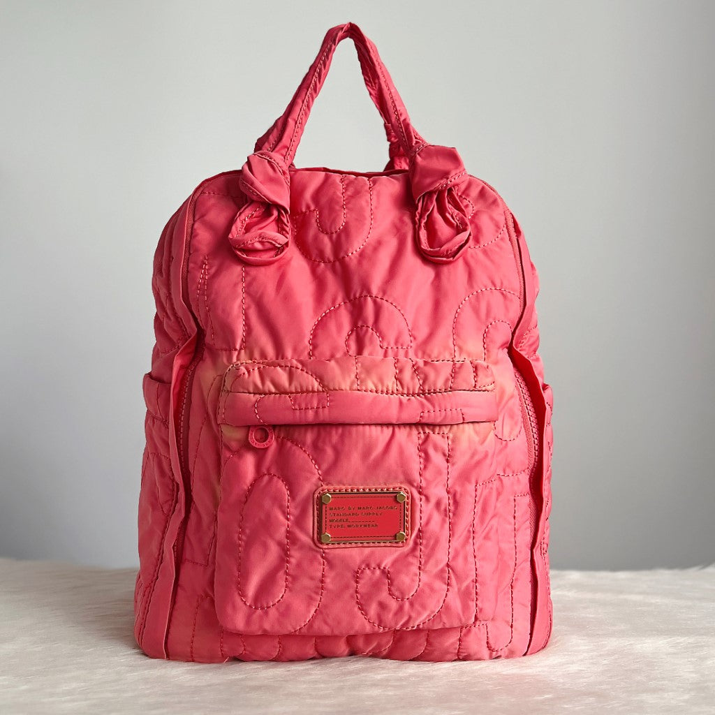 Marc Jacobs Strawberry Front Logo Quilted Backpack