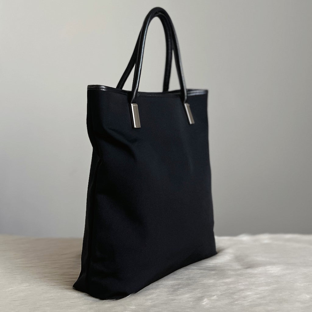 Gucci Black Leather Trim Classic Career Tote Bag