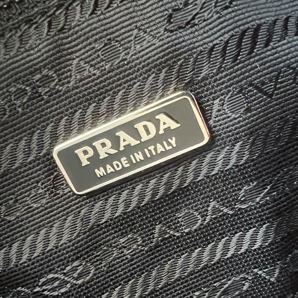 Prada Black Leather Classic Drawstring Tote Bag