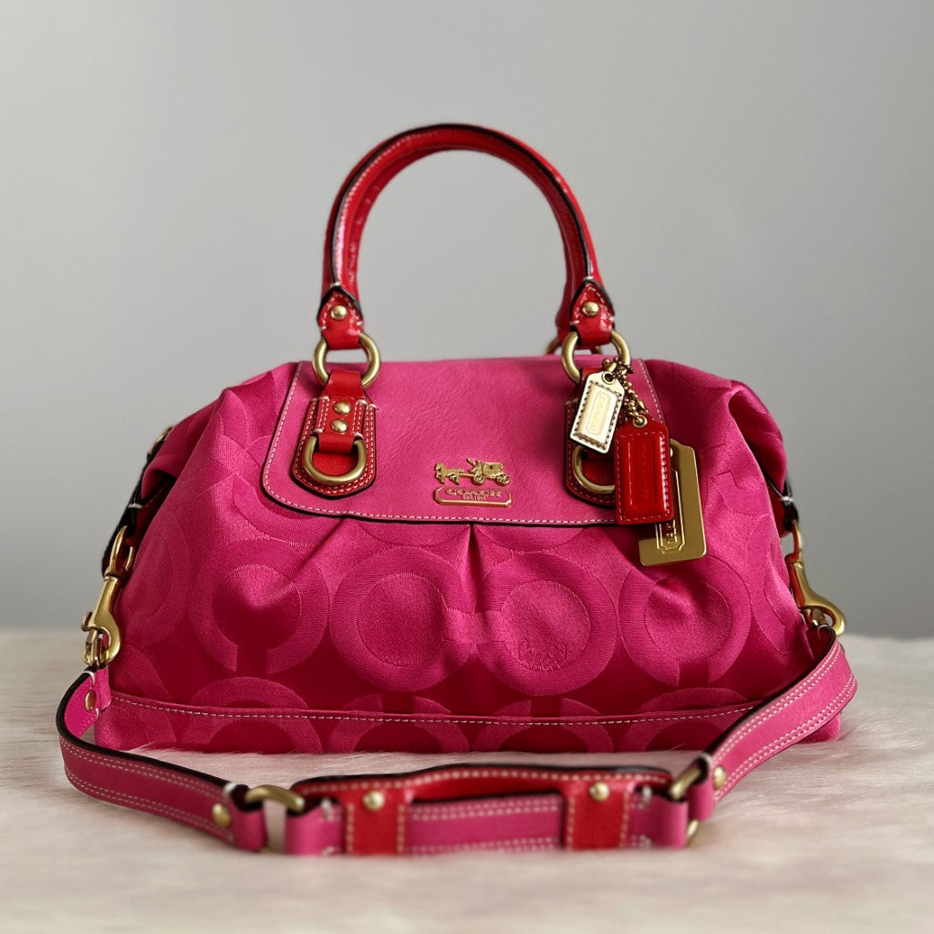 Coach Fuchsia Monogram Boston 2 Way Shoulder Bag