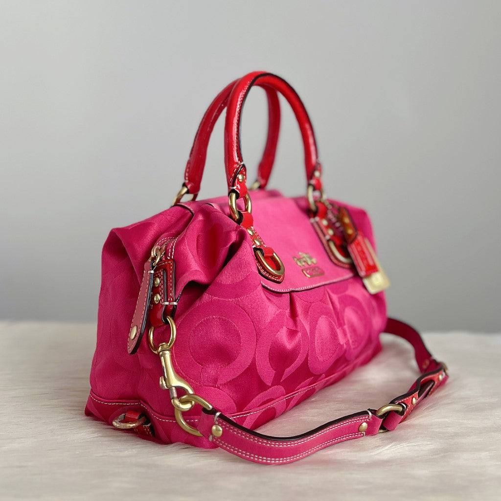 Coach Fuchsia Monogram Boston 2 Way Shoulder Bag