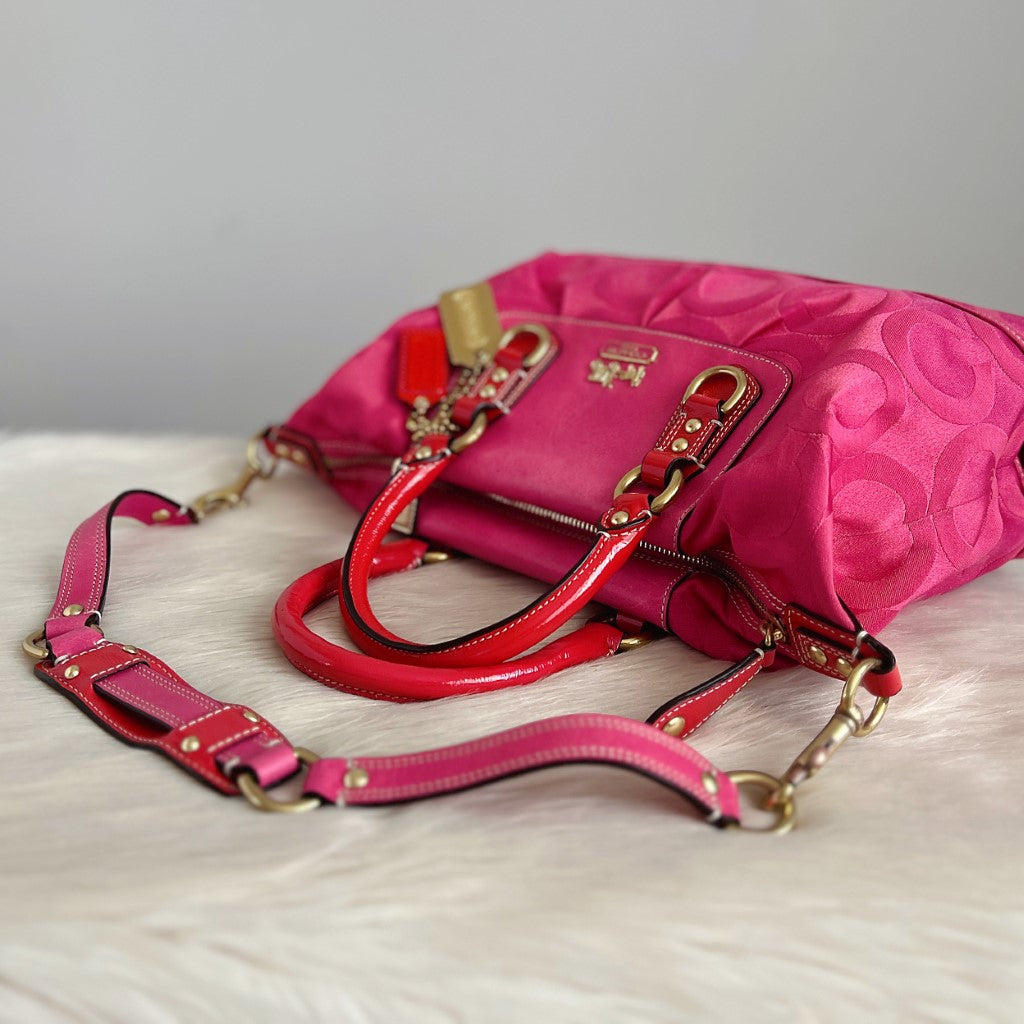 Coach Fuchsia Monogram Boston 2 Way Shoulder Bag