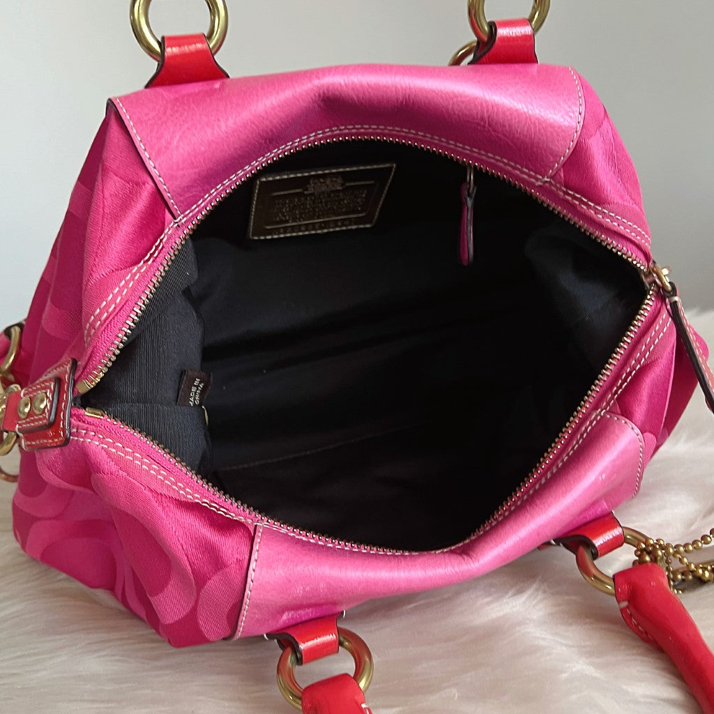 Coach Fuchsia Monogram Boston 2 Way Shoulder Bag