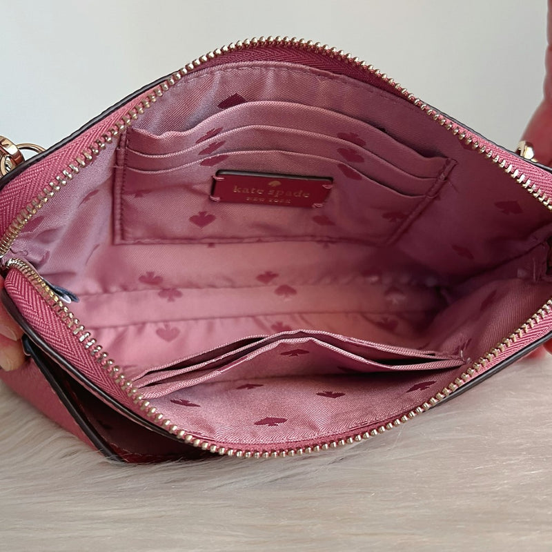 Kate Spade Rose Leather Front Compartment Crossbody Shoulder Bag Like New