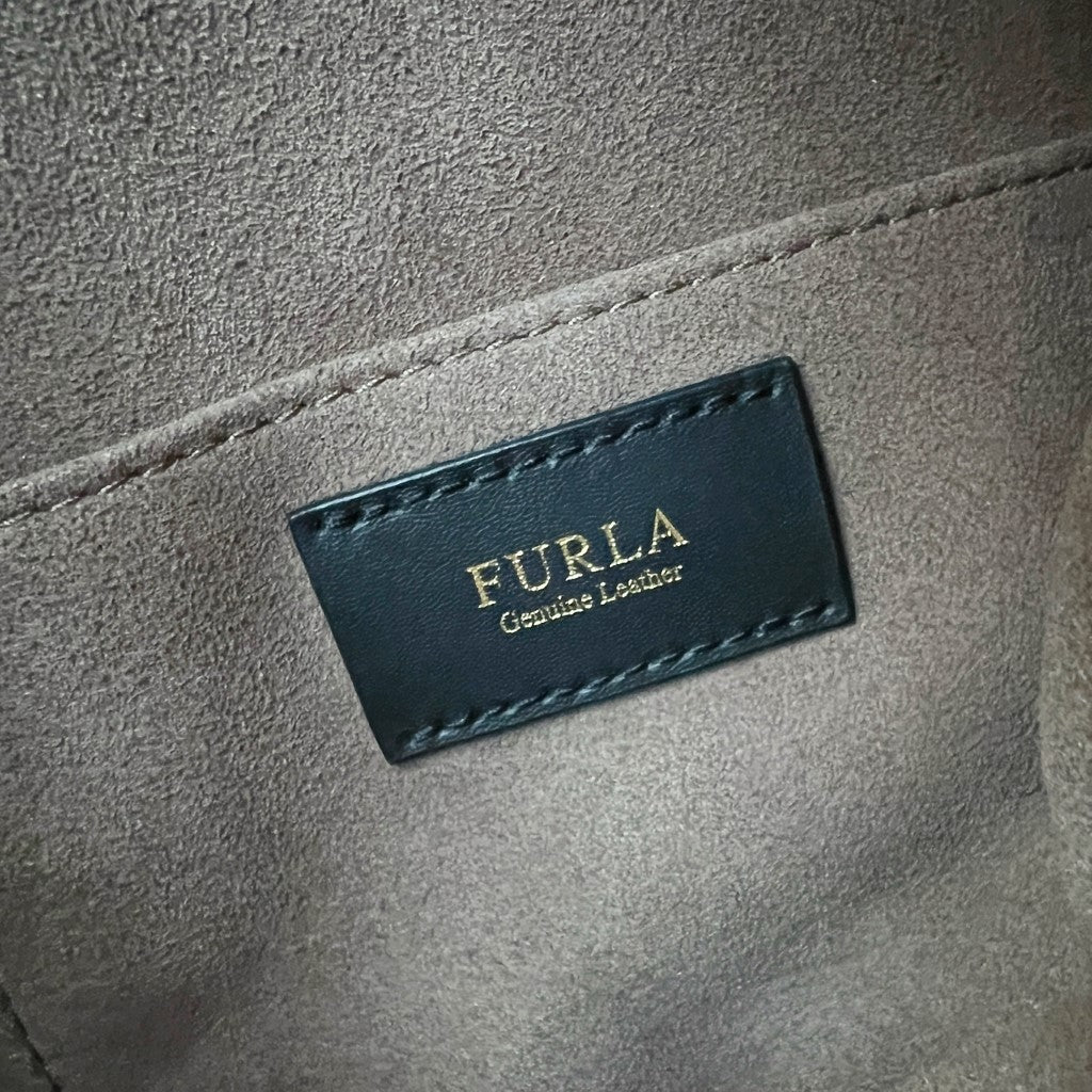 Furla Two Tone Leather Drawstring Bucket 2 Way Shoulder Bag Like New