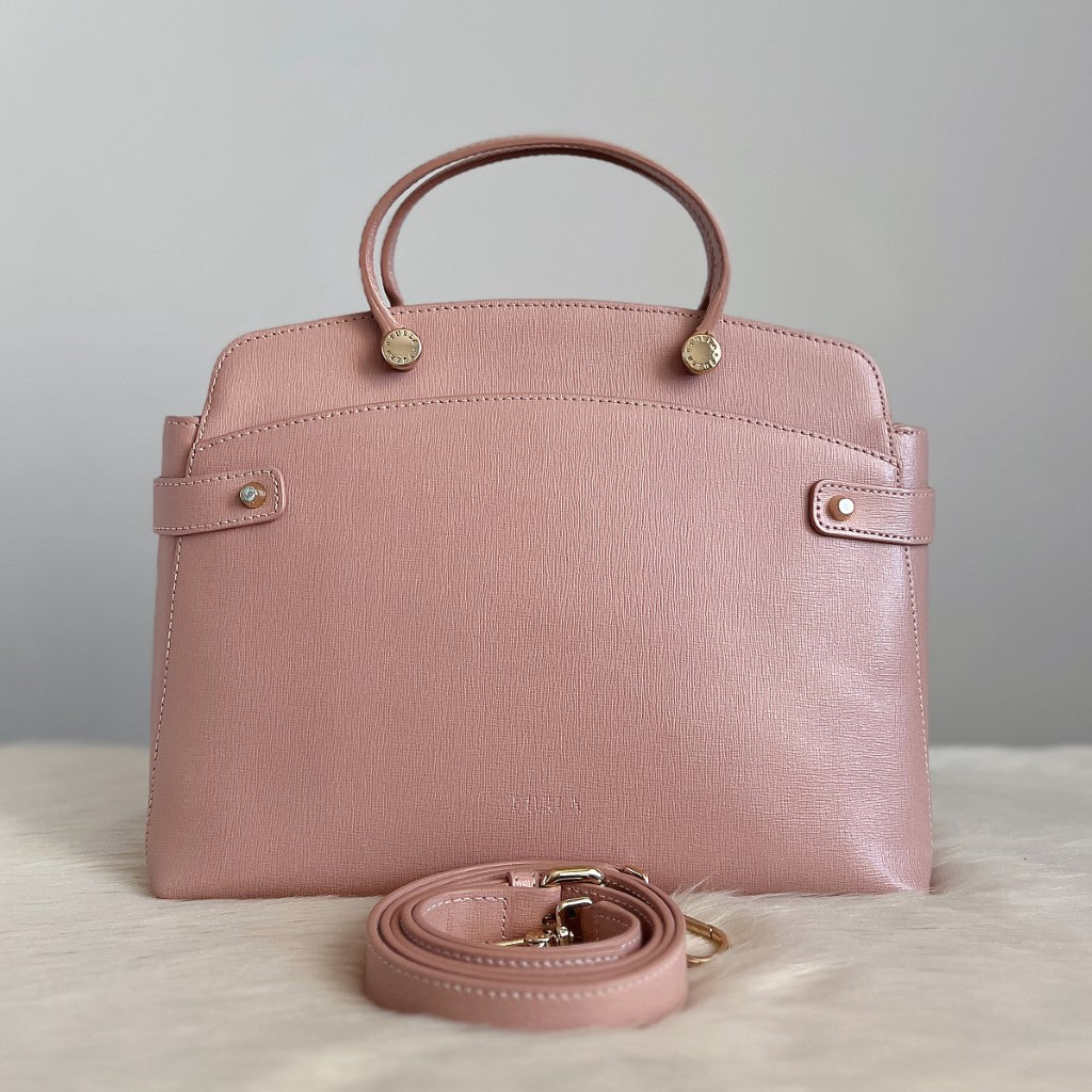 Furla Blush Pink Leather Career 2 Way Shoulder Bag Like New