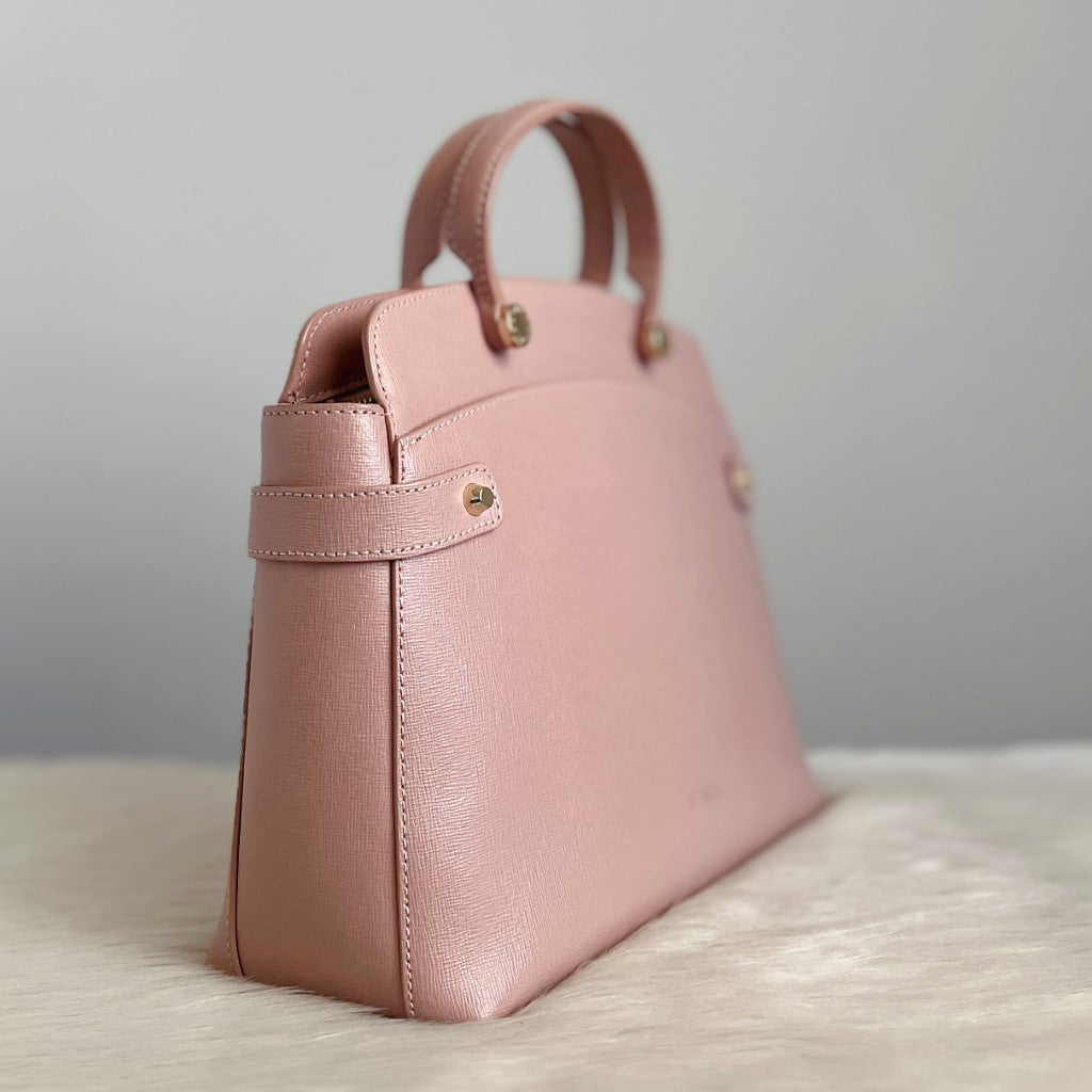 Furla Blush Pink Leather Career 2 Way Shoulder Bag Like New