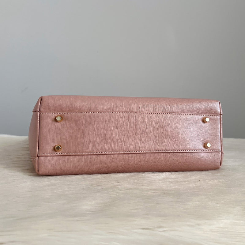 Furla Blush Pink Leather Career 2 Way Shoulder Bag Like New