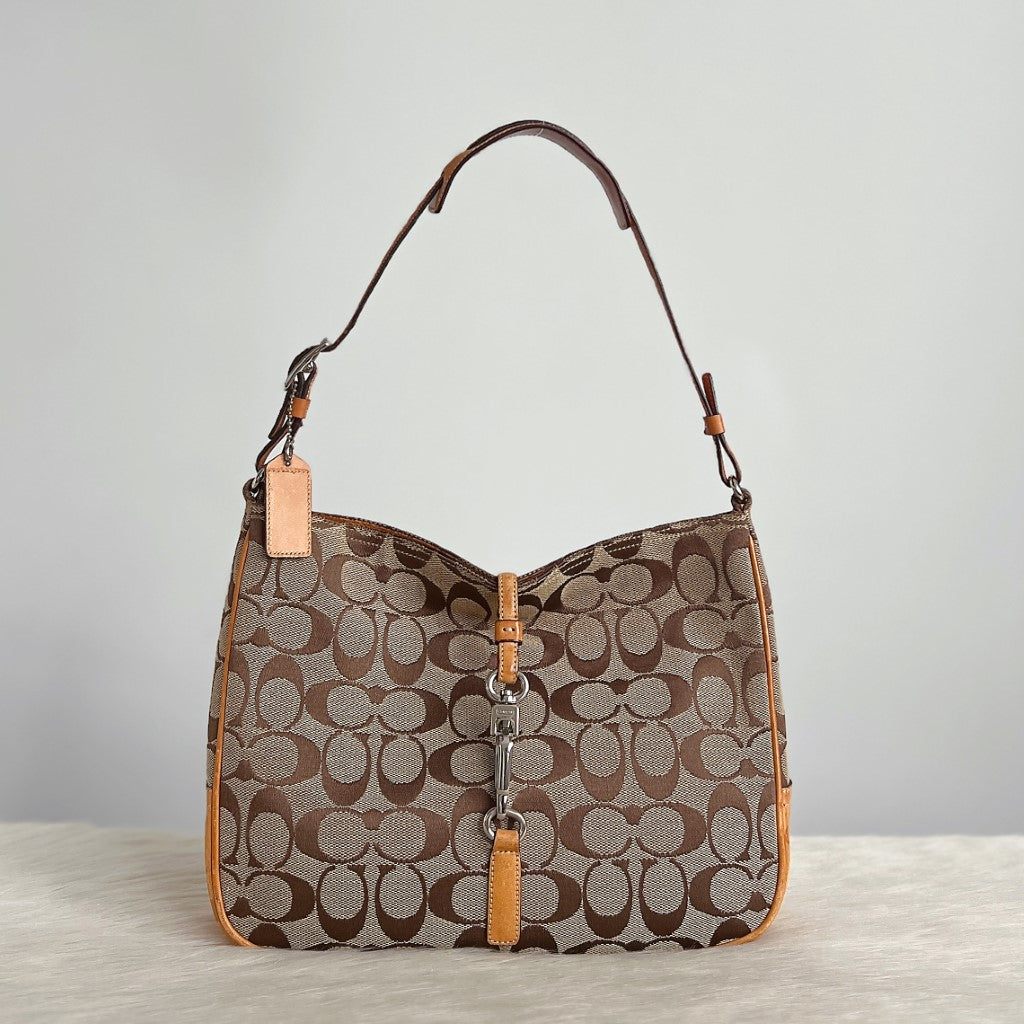 Coach Signature Monogram Jackie Shoulder Bag