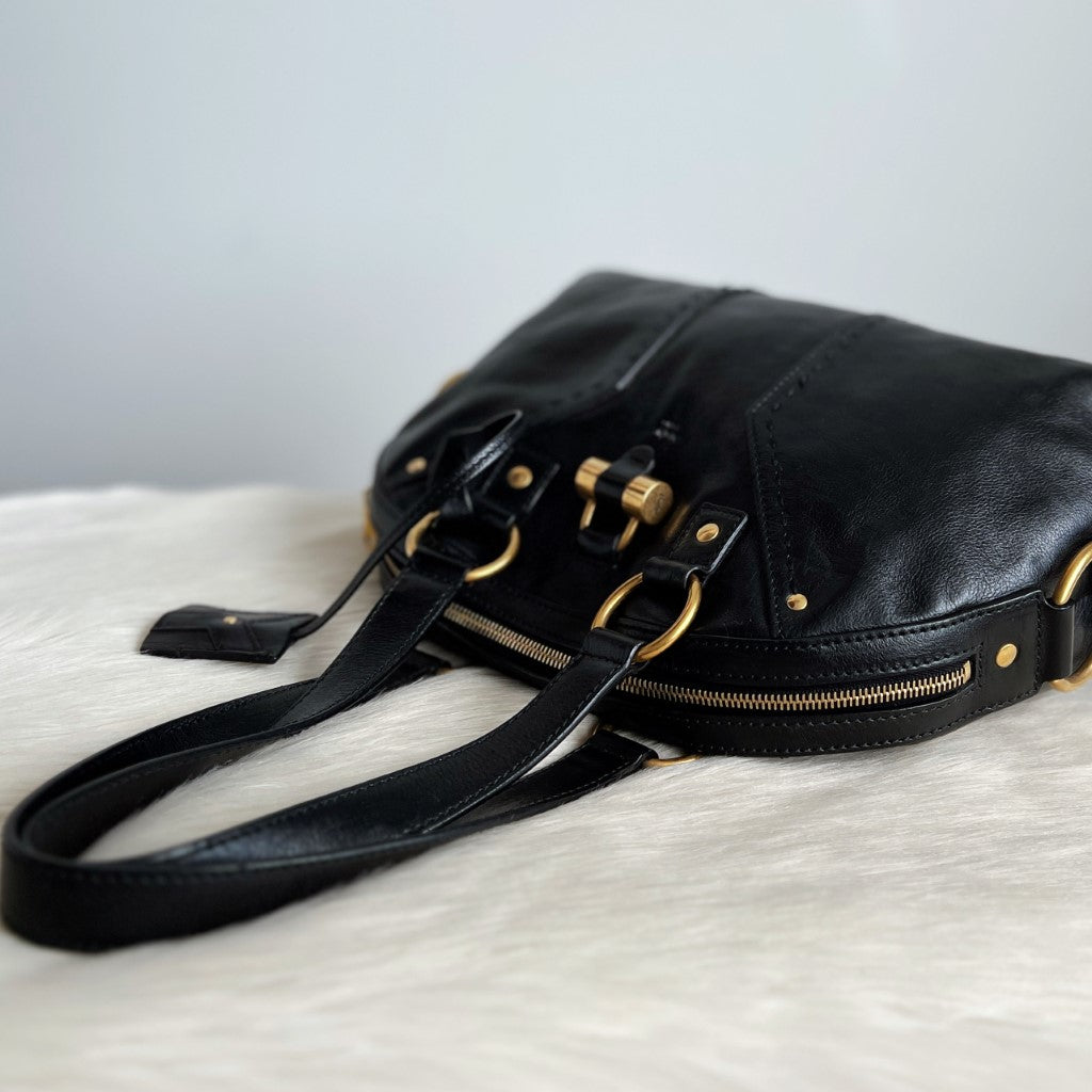 Saint Laurent YSL Black Leather Iconic Muse Bag