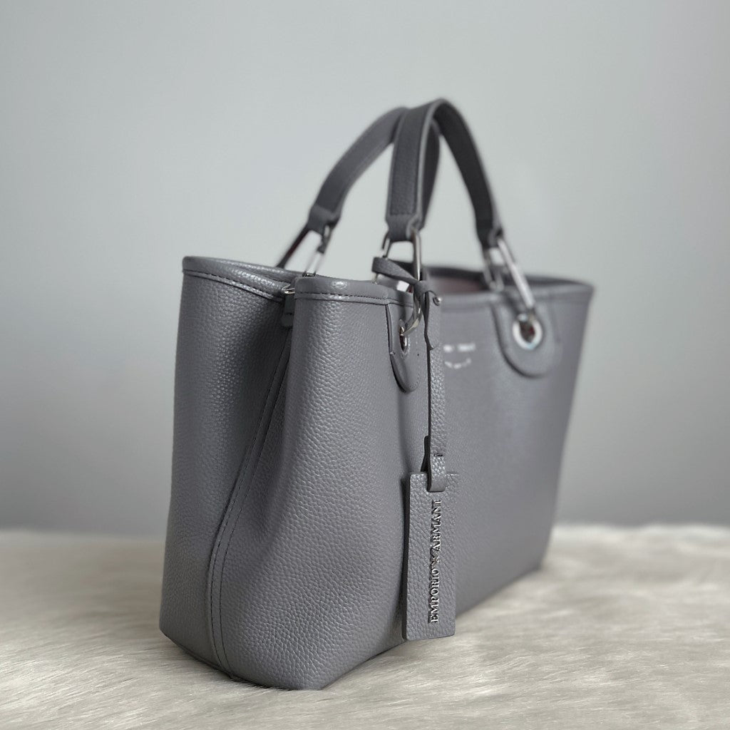 Emporio Armani Grey Carryall 2 Way Shoulder Bag + Pouch New with Tags