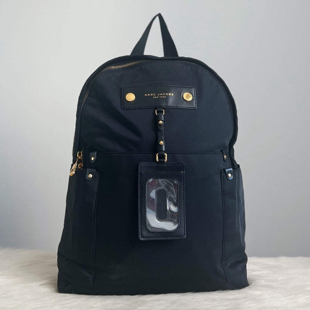 Marc Jacobs Black Nylon Front Detail Backpack Excellent