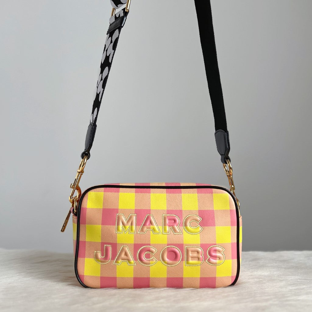 Marc Jacobs Check Print Camera Crossbody Shoulder Bag Excellent