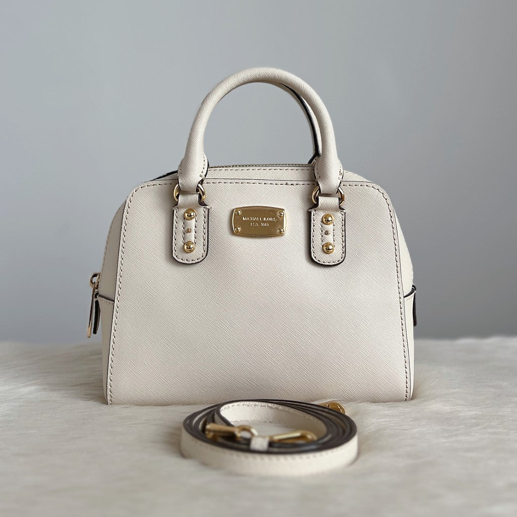 Michael Kors Creamy Leather Small Boston Crossbody Shoulder Bag