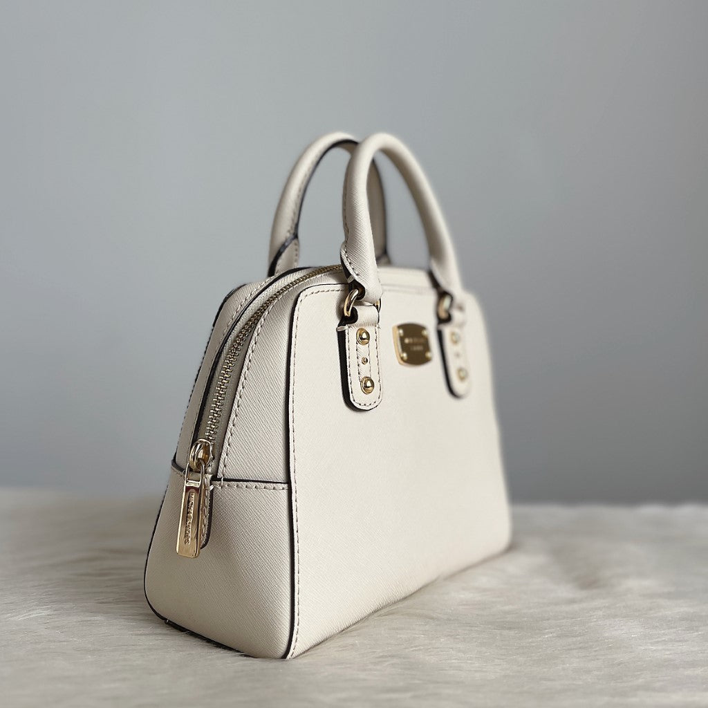 Michael Kors Creamy Leather Small Boston Crossbody Shoulder Bag