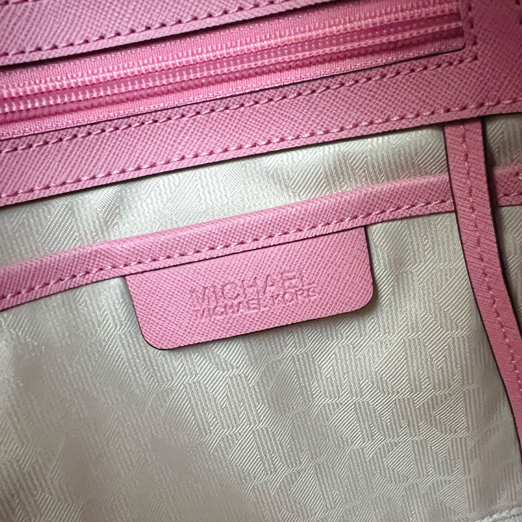 Michael Kors Pink Leather MK Charm Career Shoulder Bag Excellent