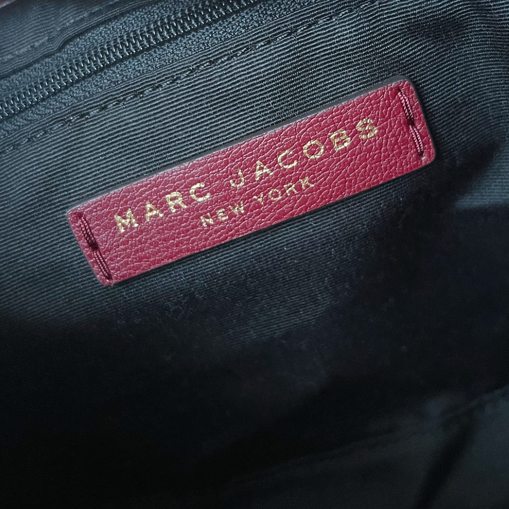 Marc Jacobs Maroon Leather Front Logo Zip Flap Crossbody Shoulder Bag Excellent