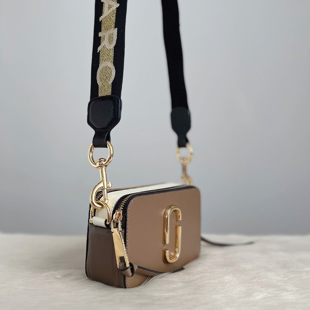 Marc Jacobs Two Tone Leather Camera Crossbody Shoulder Bag