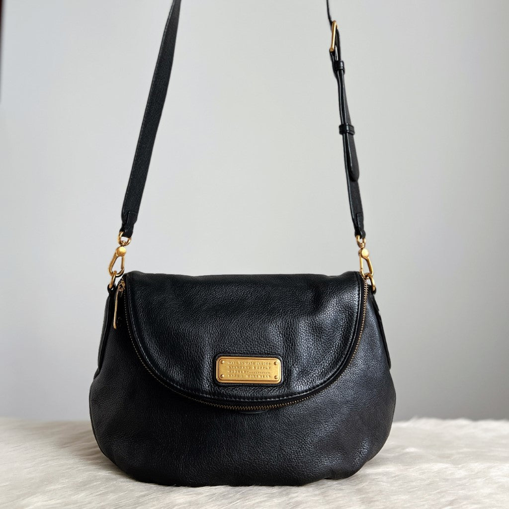 Marc Jacobs Black Leather Pebbled Crossbody Shoulder Bag