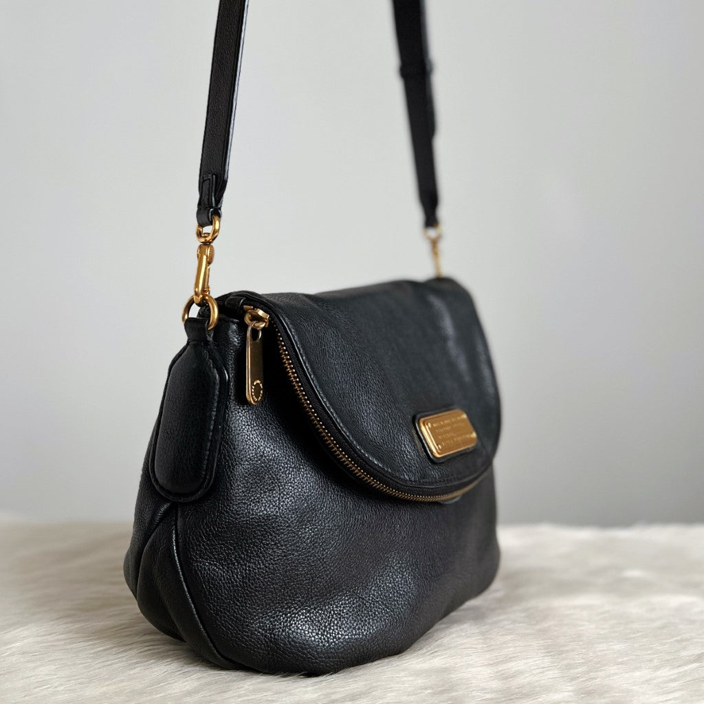 Marc Jacobs Black Leather Pebbled Crossbody Shoulder Bag