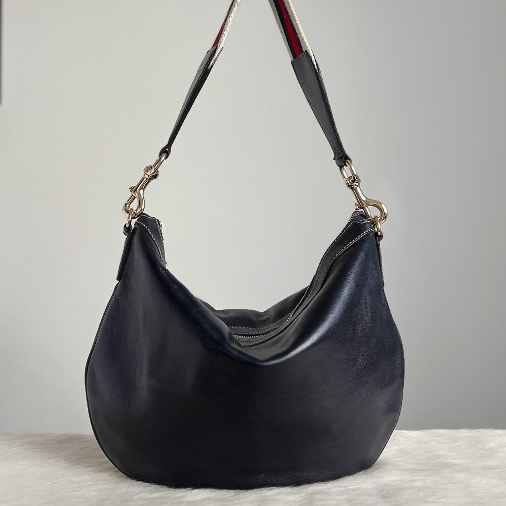 Gucci Dark Navy Leather Slouchy Half Moon Shoulder Bag