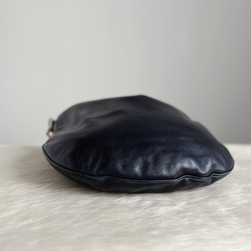 Gucci Dark Navy Leather Slouchy Half Moon Shoulder Bag