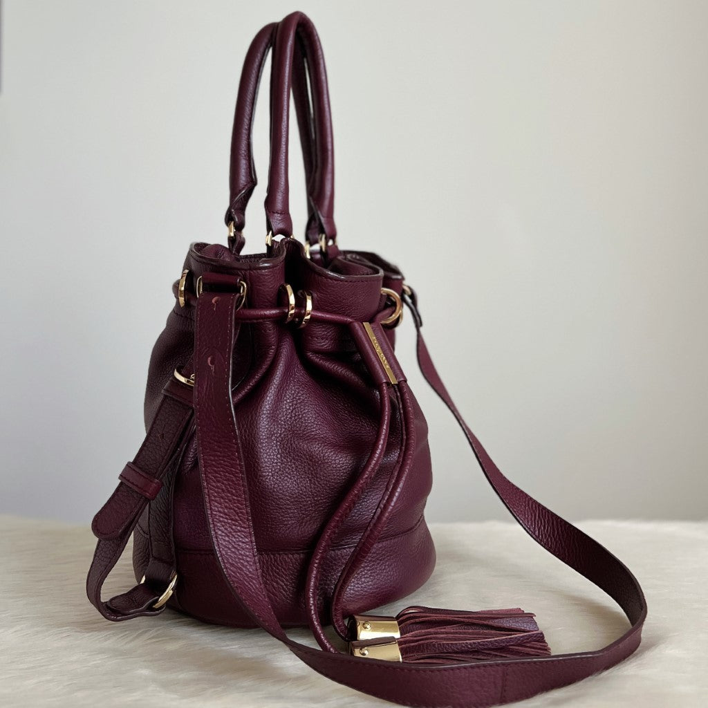 See by Chloe Plum Leather Bucket Drawstring Shoulder Bag