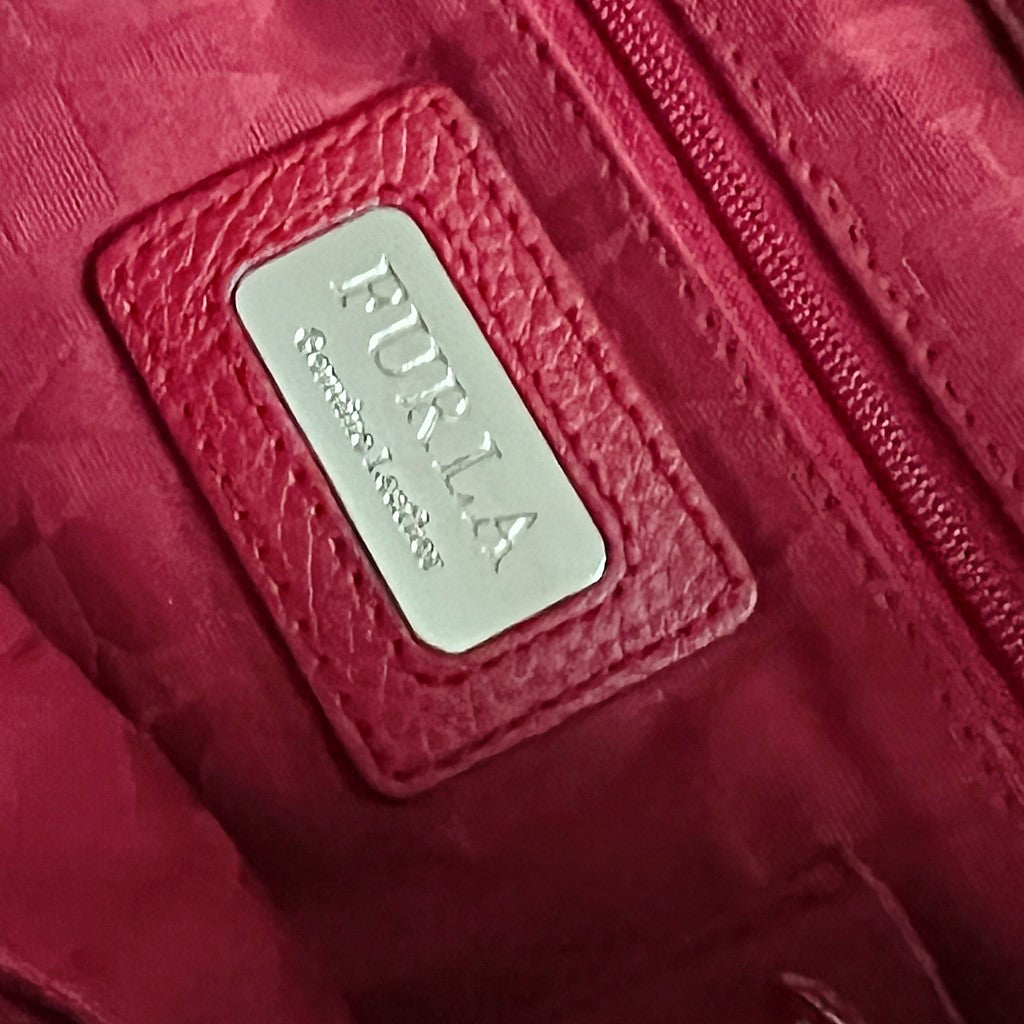 Furla Red Leather Triple Compartment Shoulder Bag