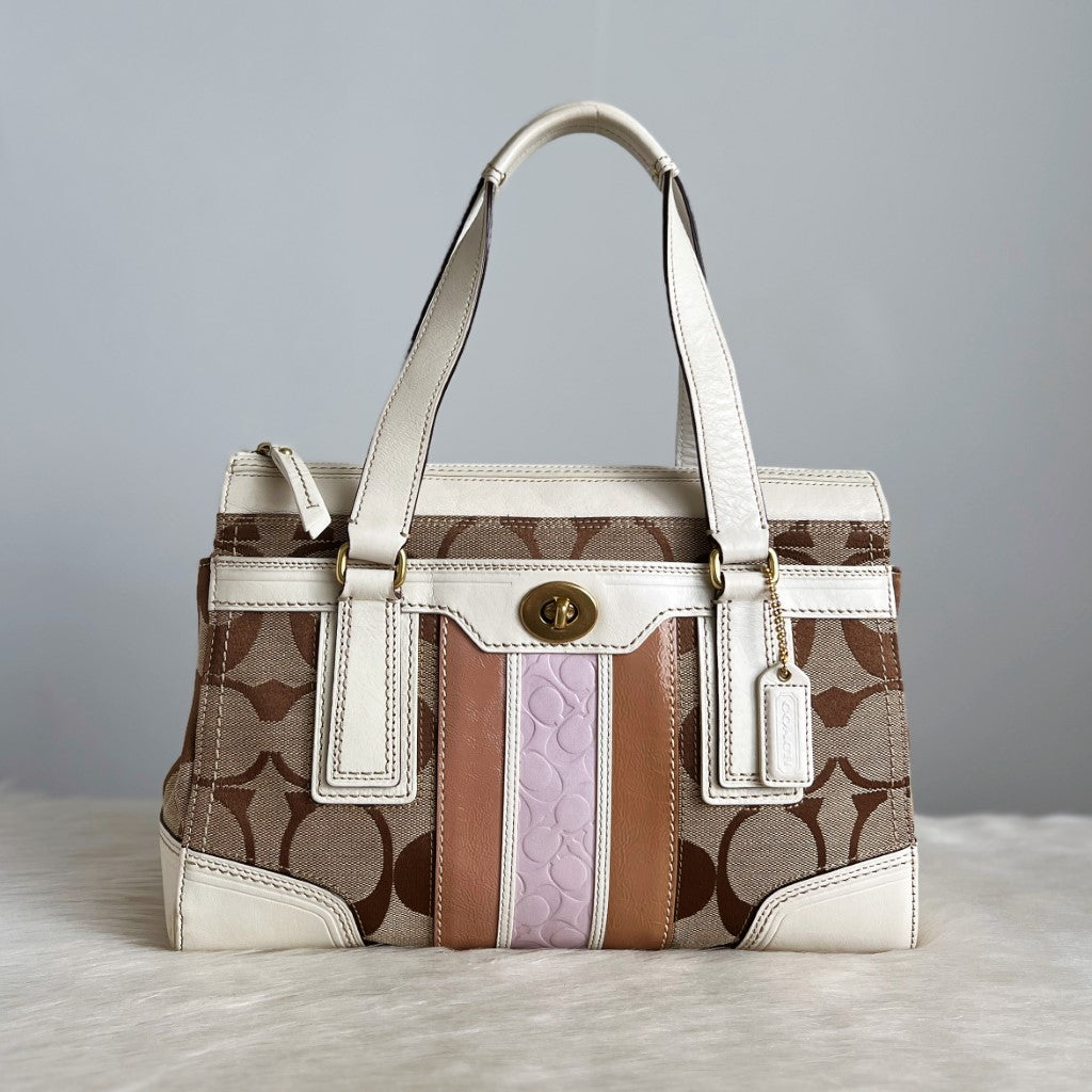 Coach White Leather Monogram Patchwork Shoulder Bag