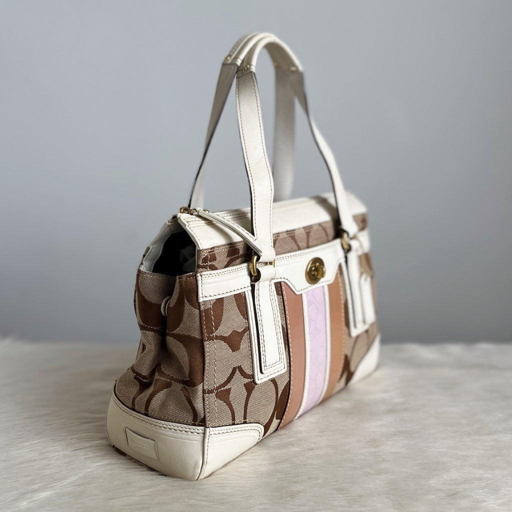 Coach White Leather Monogram Patchwork Shoulder Bag