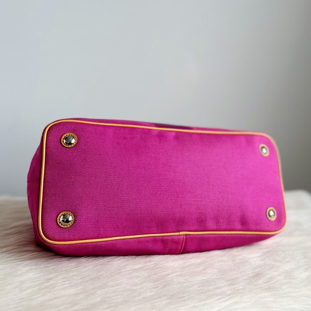 Coach Fuchsia Front Detail Triple Compartment Shoulder Bag