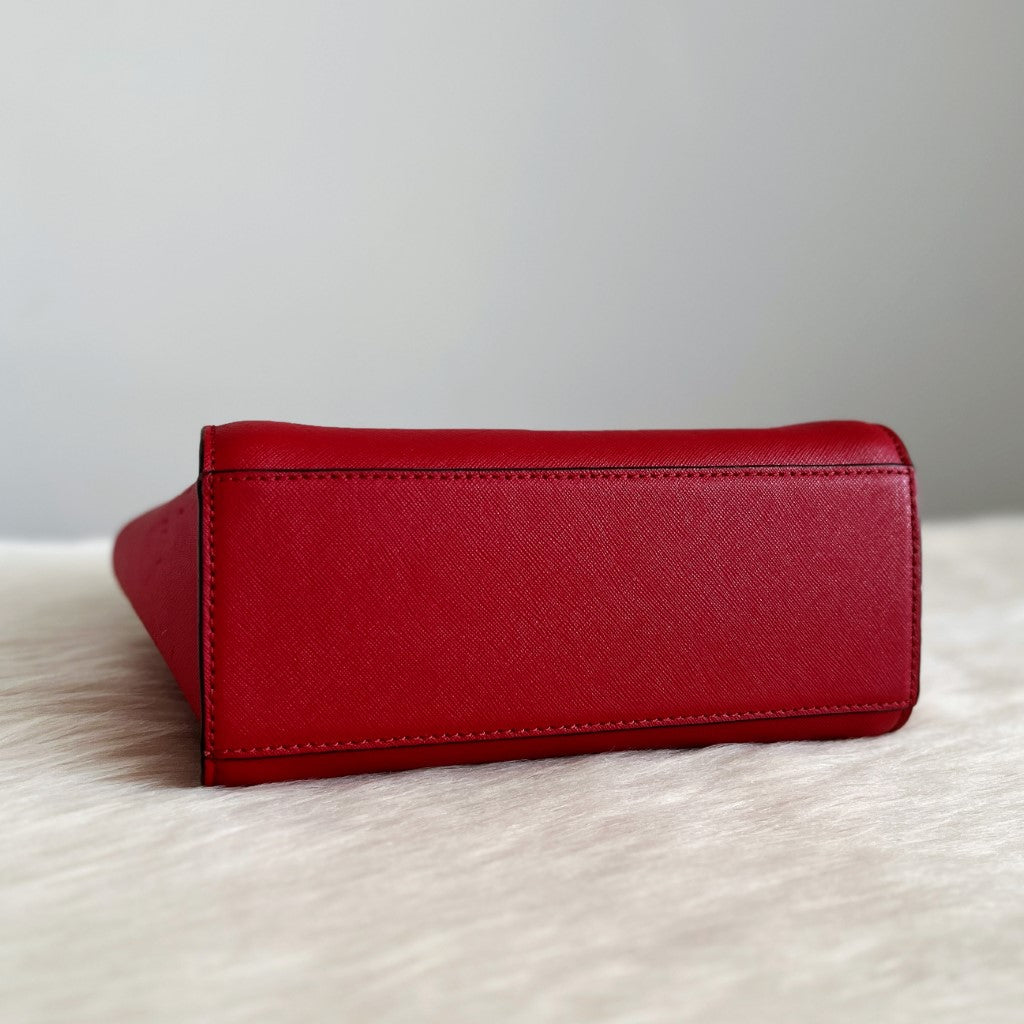 Michael Kors Red Leather Selma Crossbody Shoulder Bag