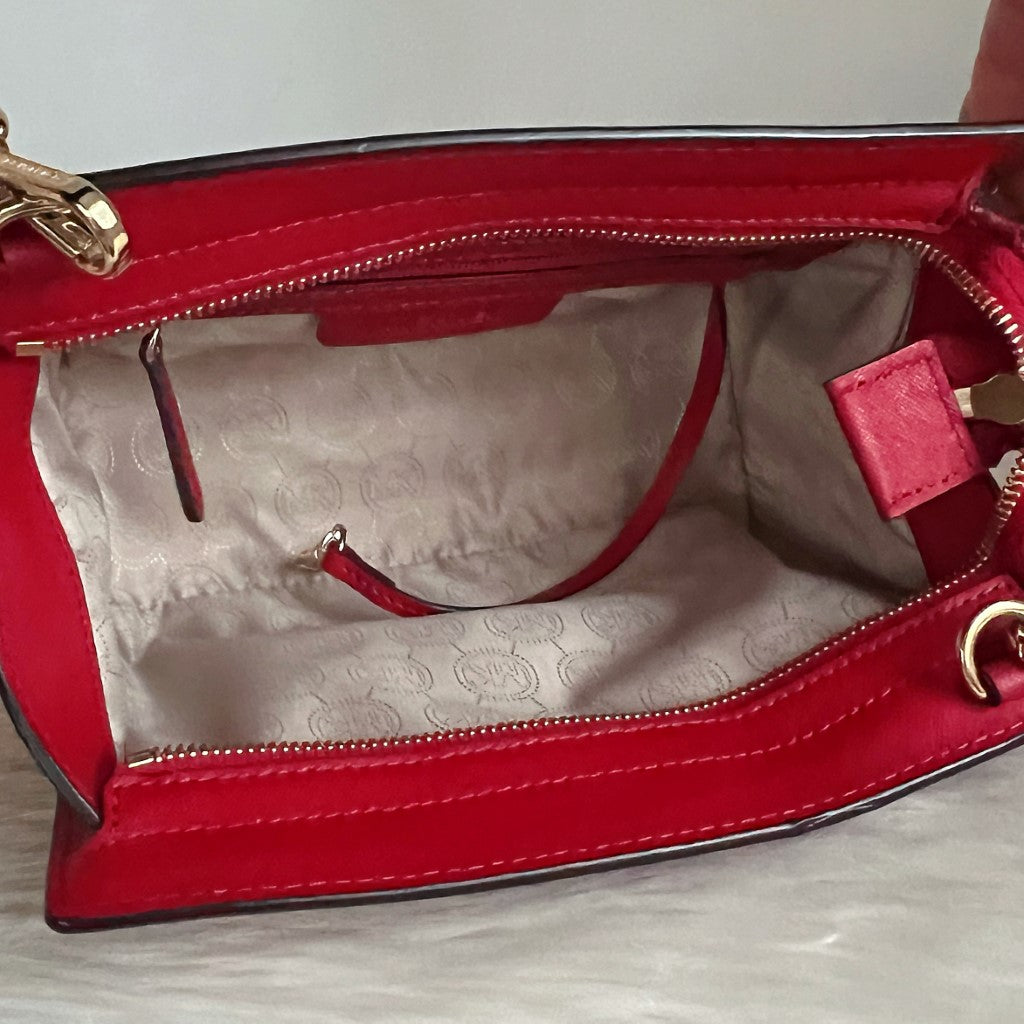 Michael Kors Red Leather Selma Crossbody Shoulder Bag