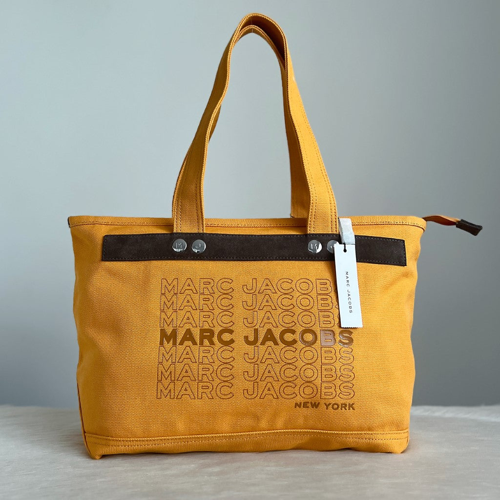 Marc Jacobs Mustard Canvas Front Pattern Shoulder Bag New with Tags