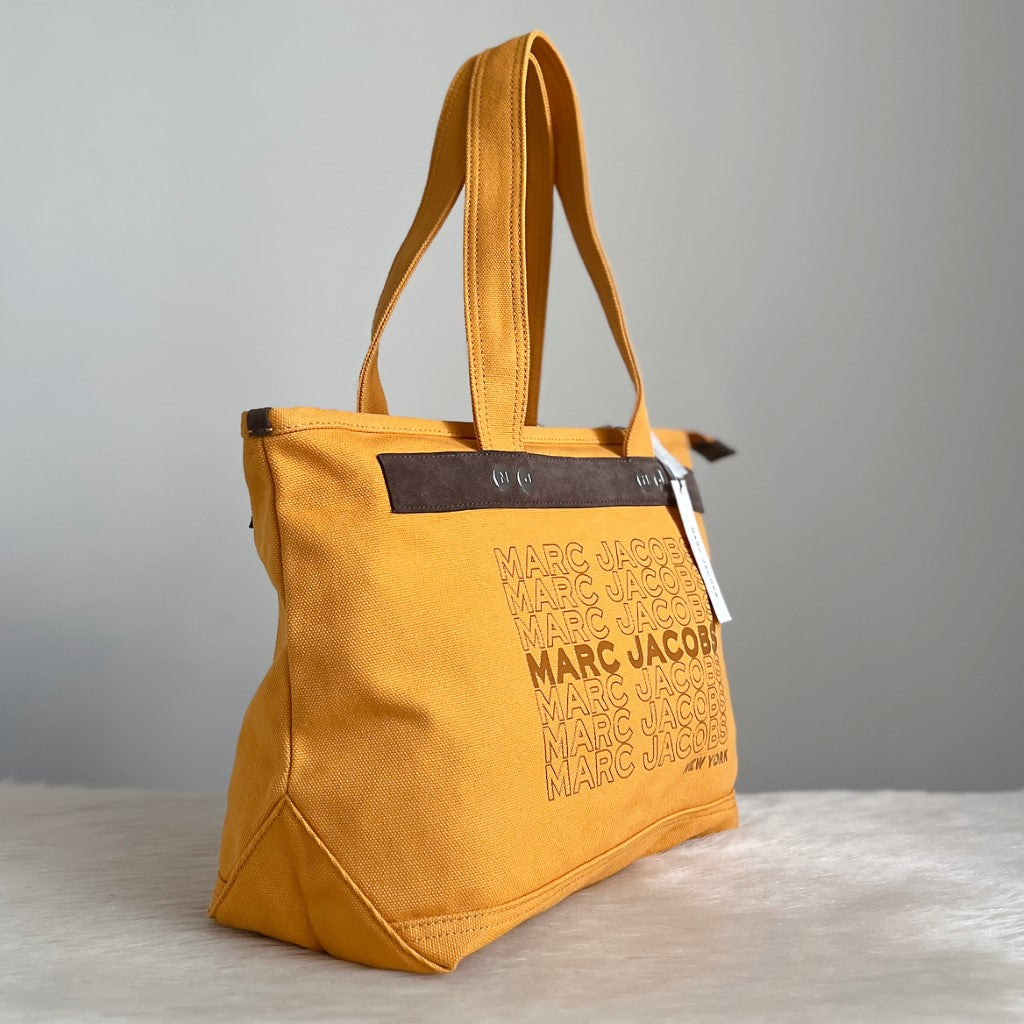 Marc Jacobs Mustard Canvas Front Pattern Shoulder Bag New with Tags