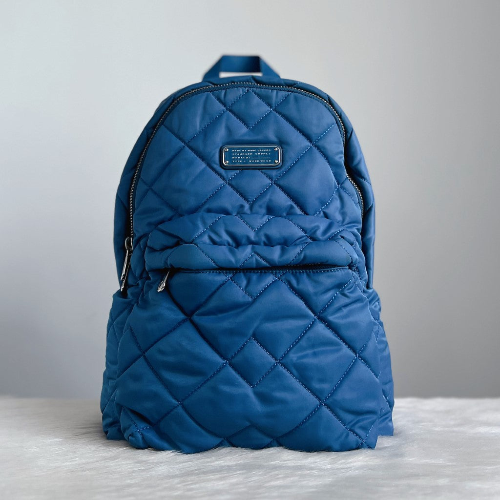 Marc Jacobs Blue Front Compartment Quilted Backpack