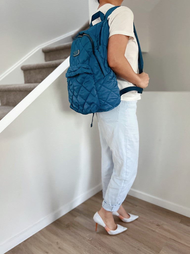 Outlet Marc Jacobs Quilted Marine Blue Nylon Backpack