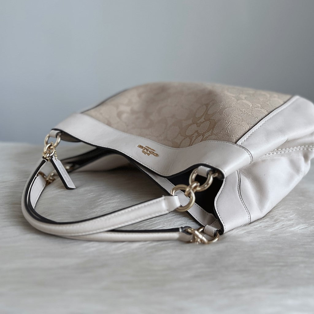 Coach White Leather Monogram Patchwork Shoulder Bag